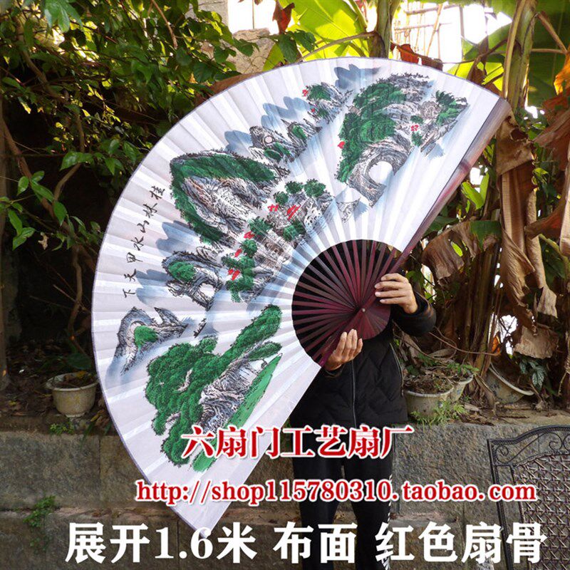 超大挂扇客厅酒店装饰扇工艺大折扇子影楼摄影道具扇子桂林山水