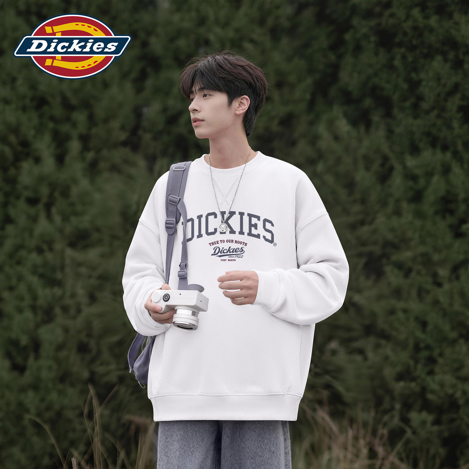 Dickies正品白色圆领卫衣男