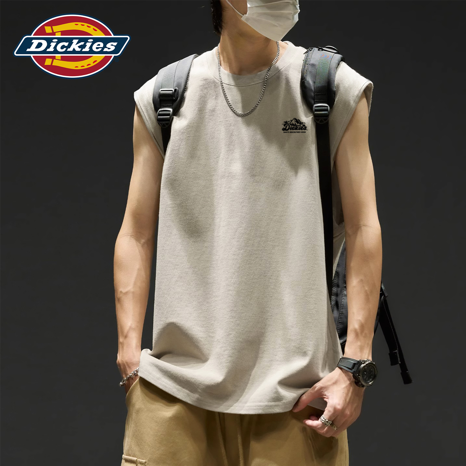 Dickies白色纯棉无袖背心