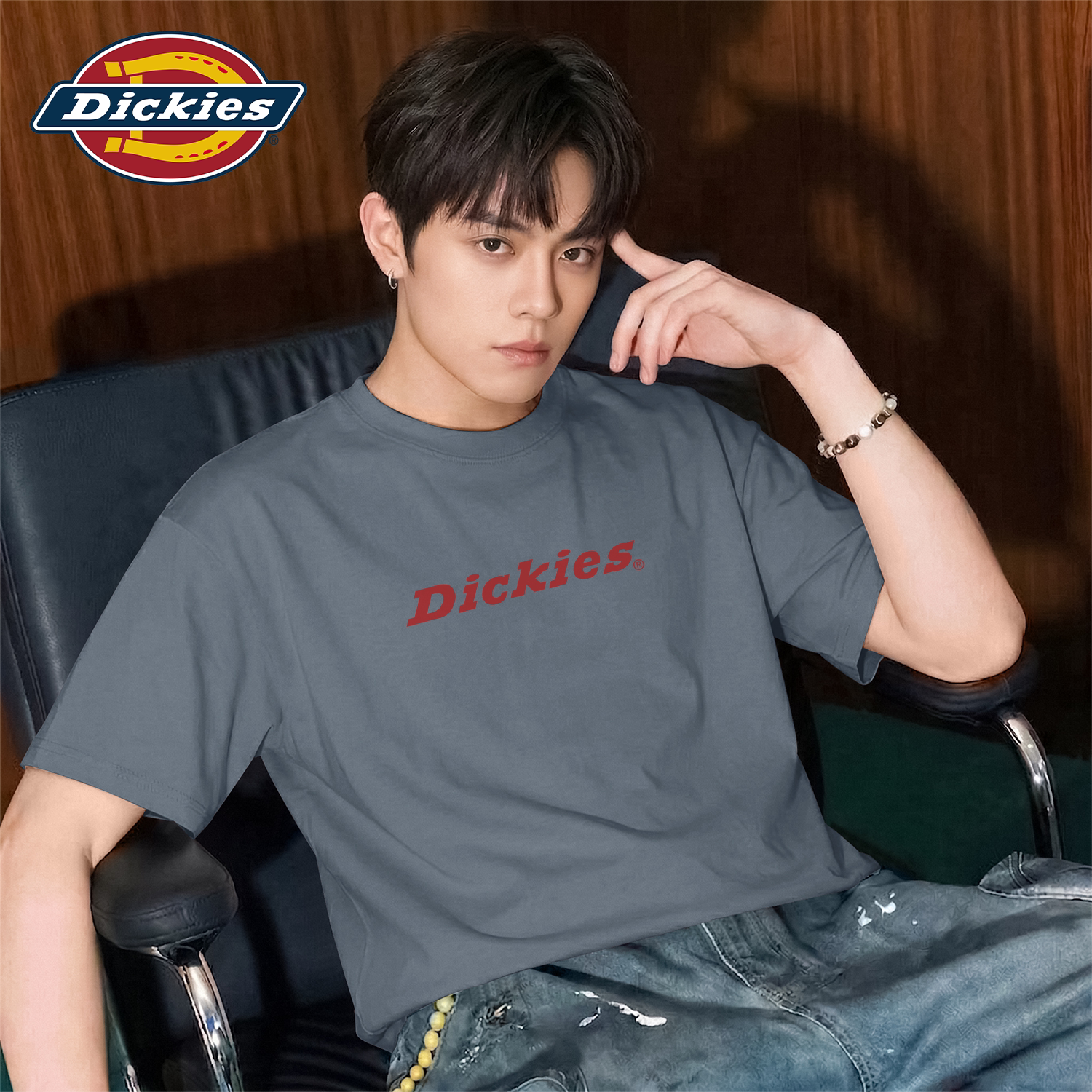 Dickies重磅纯棉短袖T恤男士2026新款夏季宽松体恤大码休闲打底衫