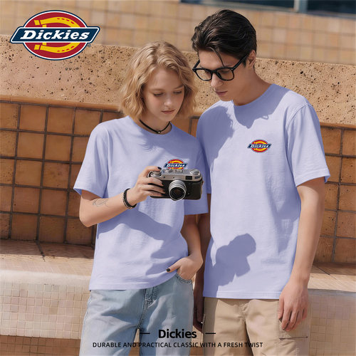 Dickies浅紫色纯棉圆领短袖T恤男生2026夏季新款基础款口粮t恤衫