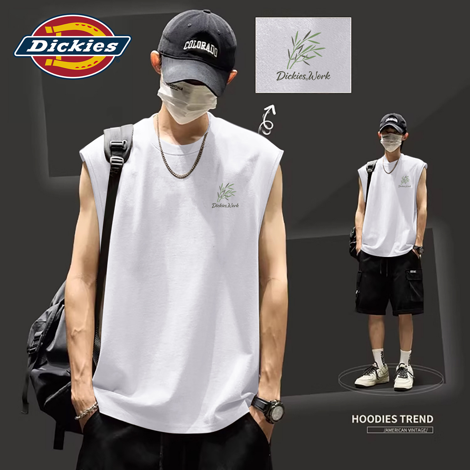 Dickies白色纯棉背心男款