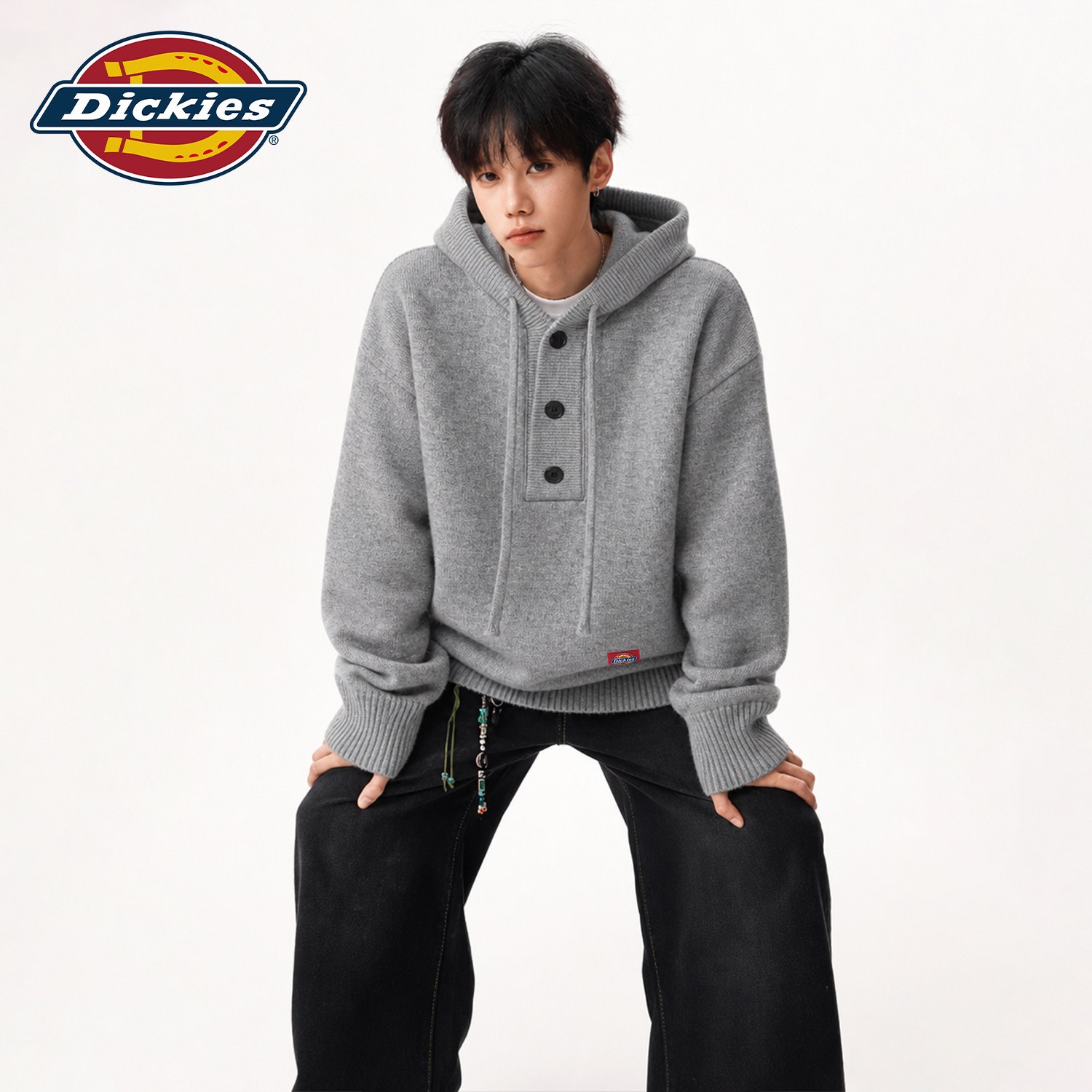 Dickies连帽针织毛衣男2026秋冬新款慵懒人夫感帽衫美式潮牌外套图片