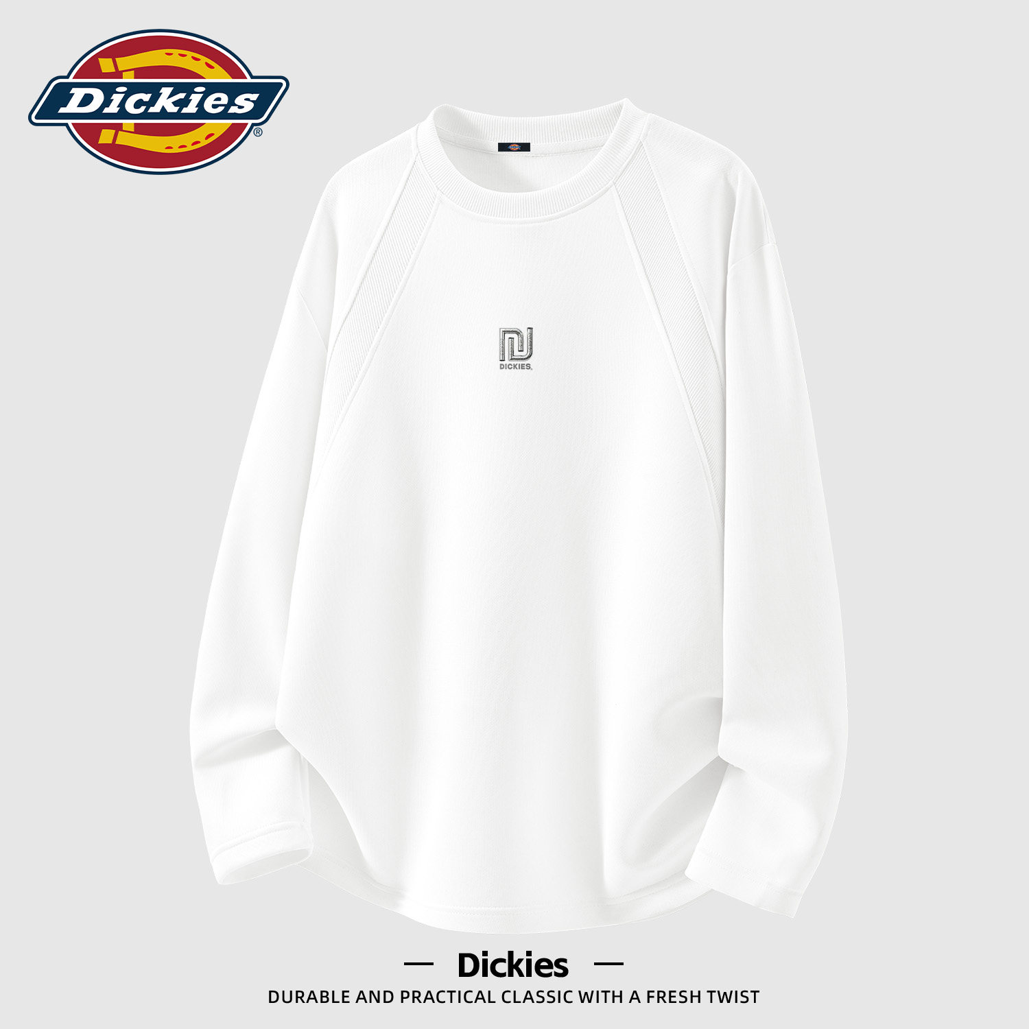 Dickies男士潮流长袖含棉t恤2026秋季新款圆领美式宽松复古上衣男