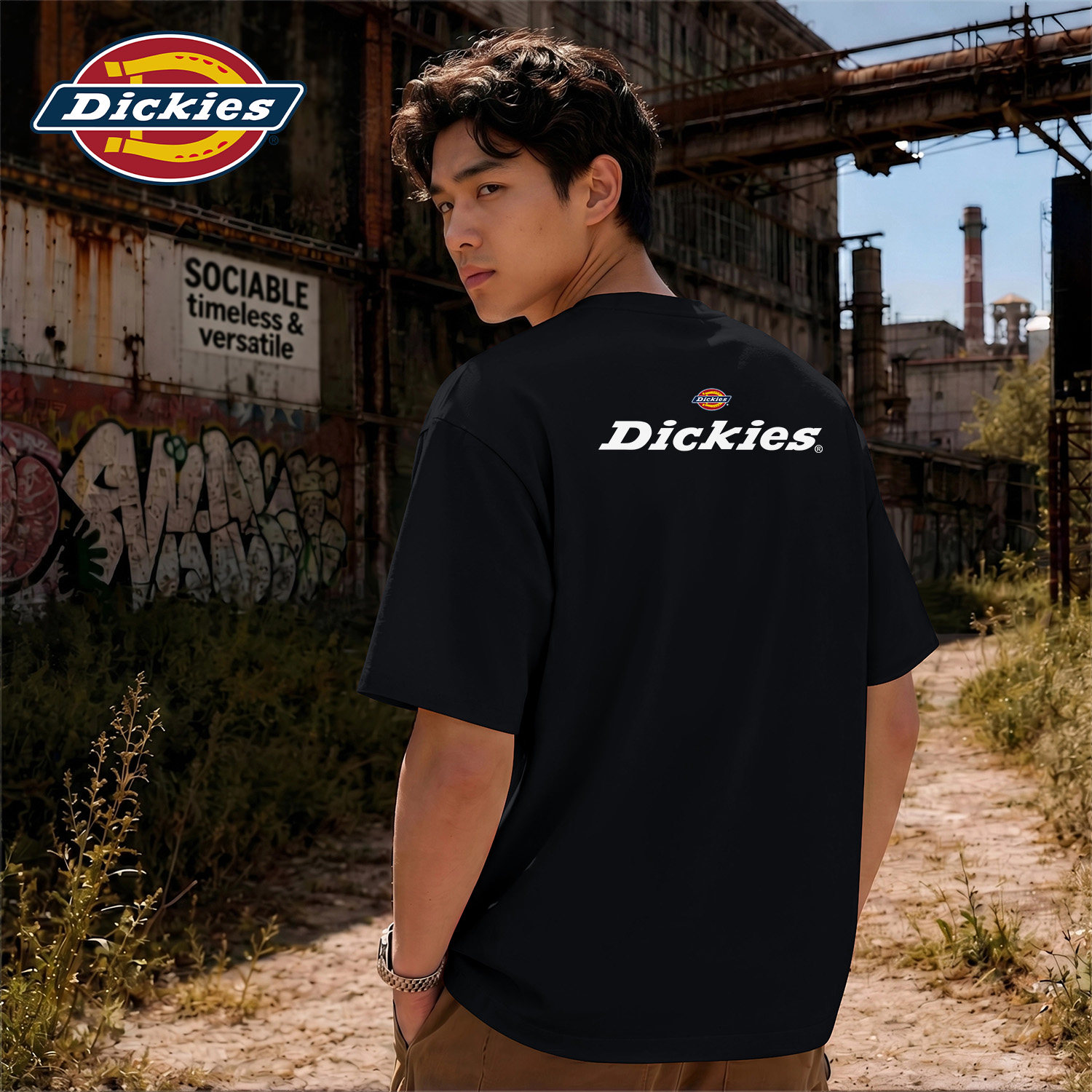 Dickies黑色纯棉短袖T恤男生