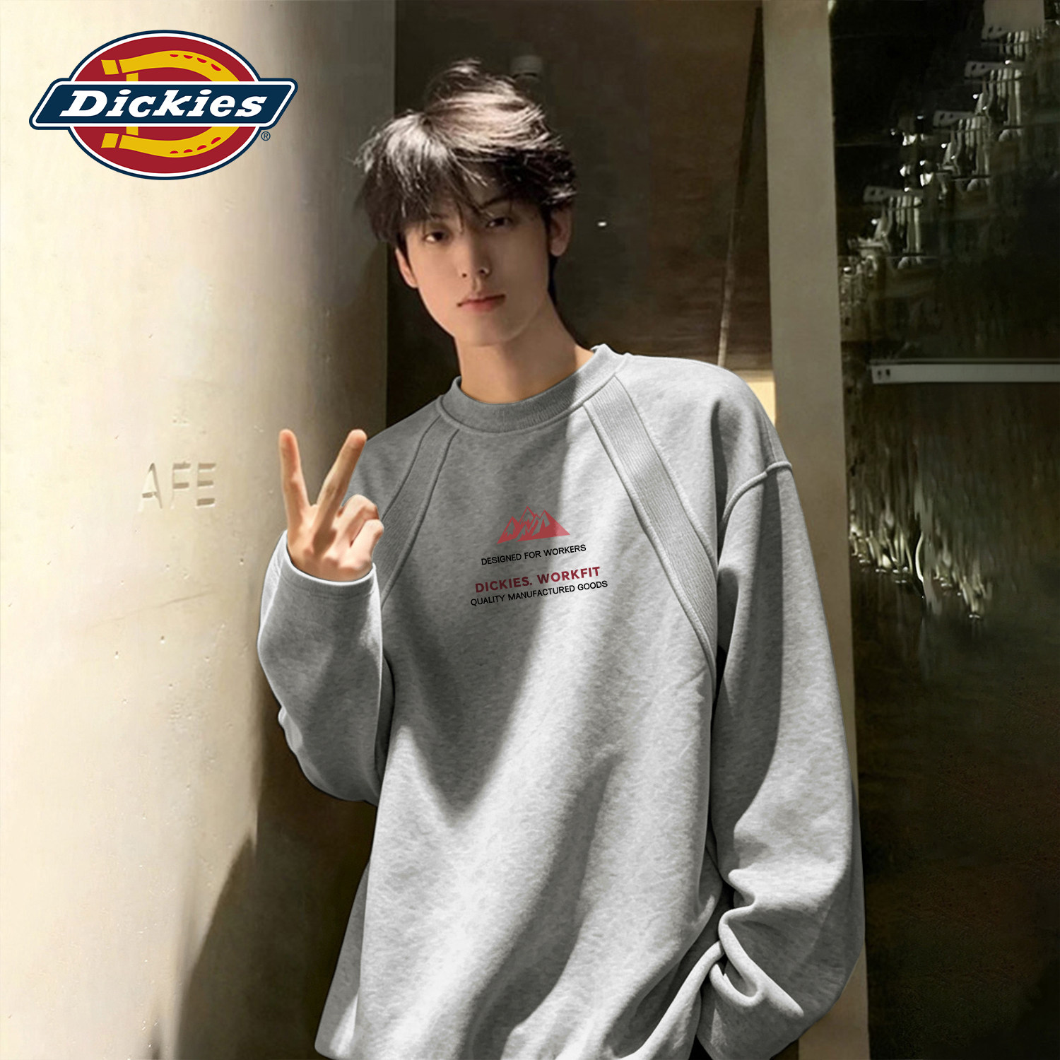 Dickies圆领长袖T恤男