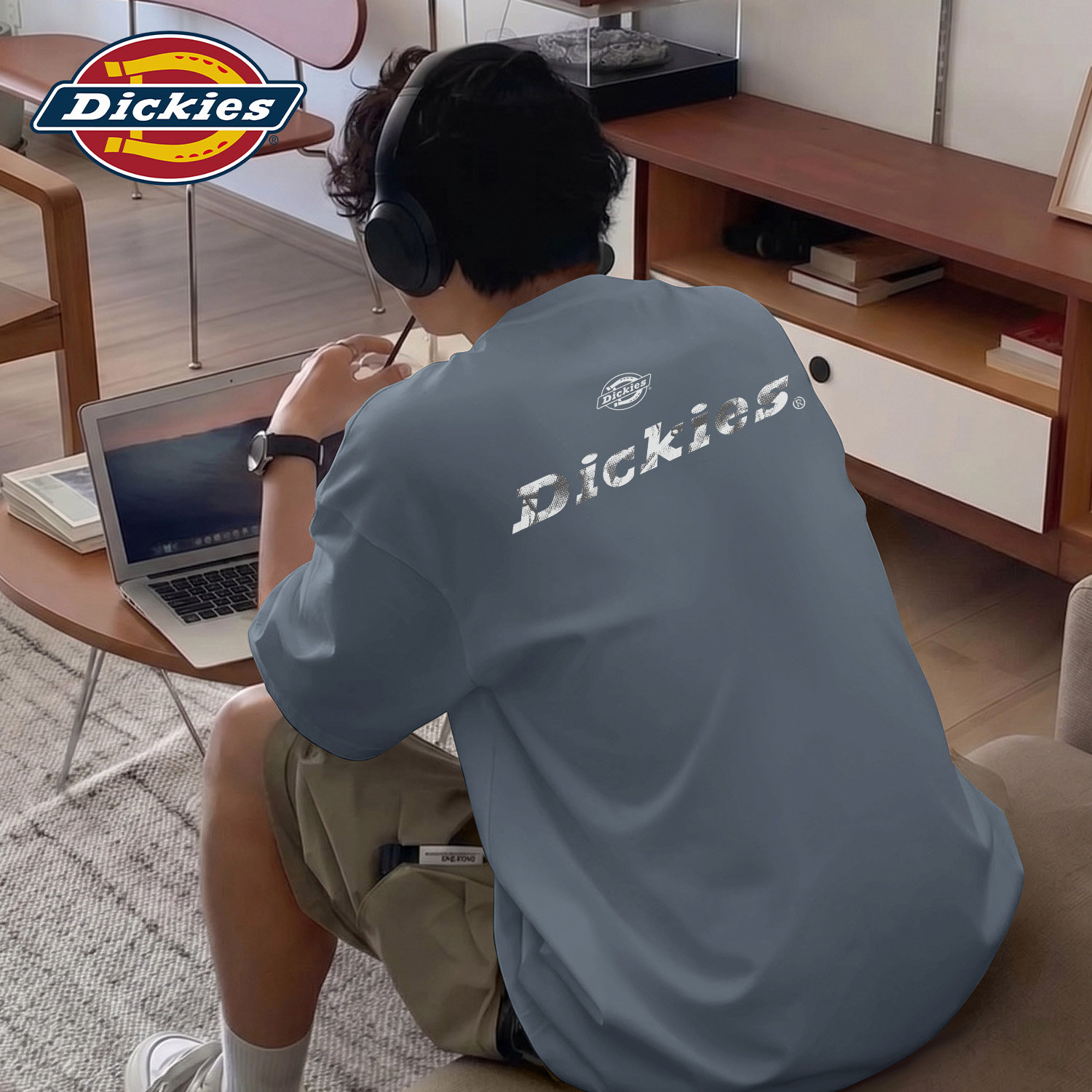 Dickies深灰色新疆棉短袖T恤男生2026夏季新款纯棉圆领百搭体恤衫