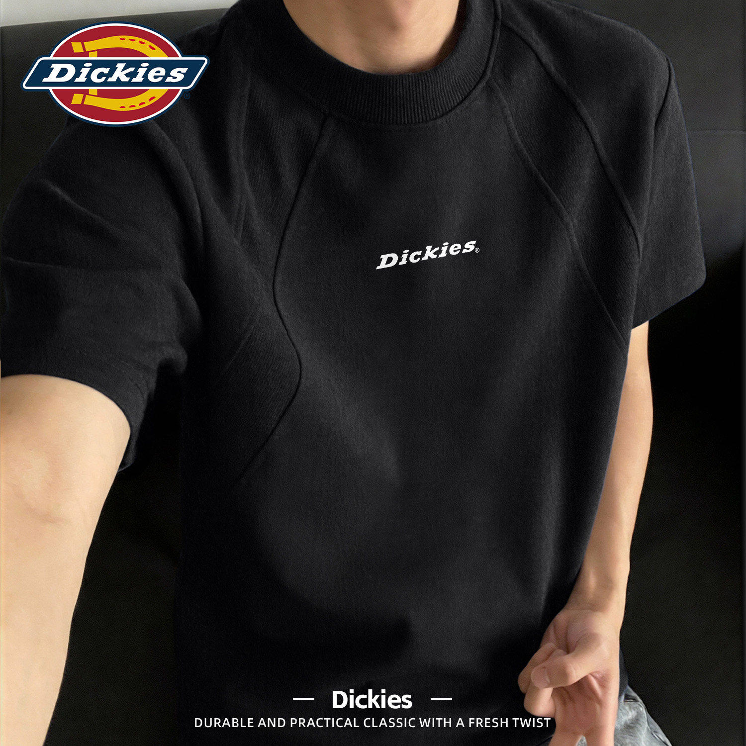 Dickies黑色插肩男款短袖T恤2026