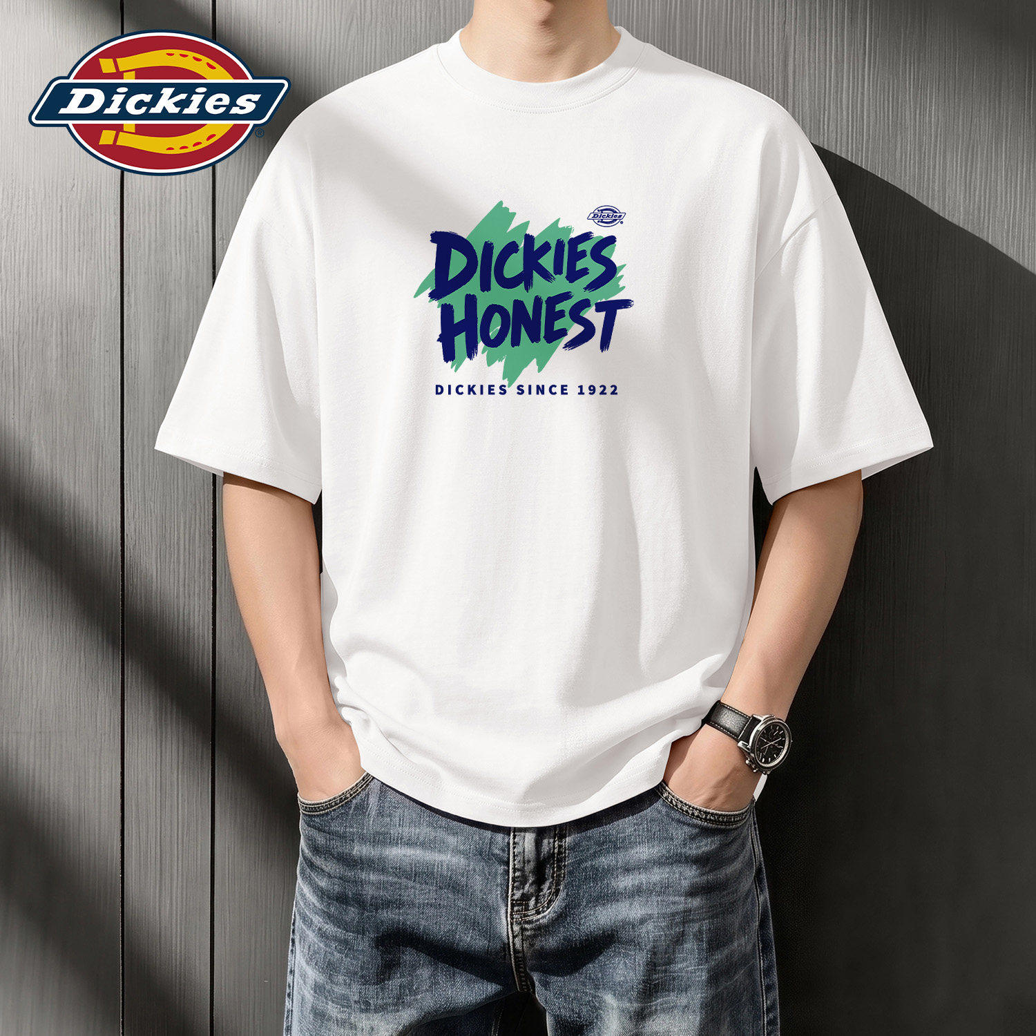 Dickies白色休闲男装纯棉短袖T恤