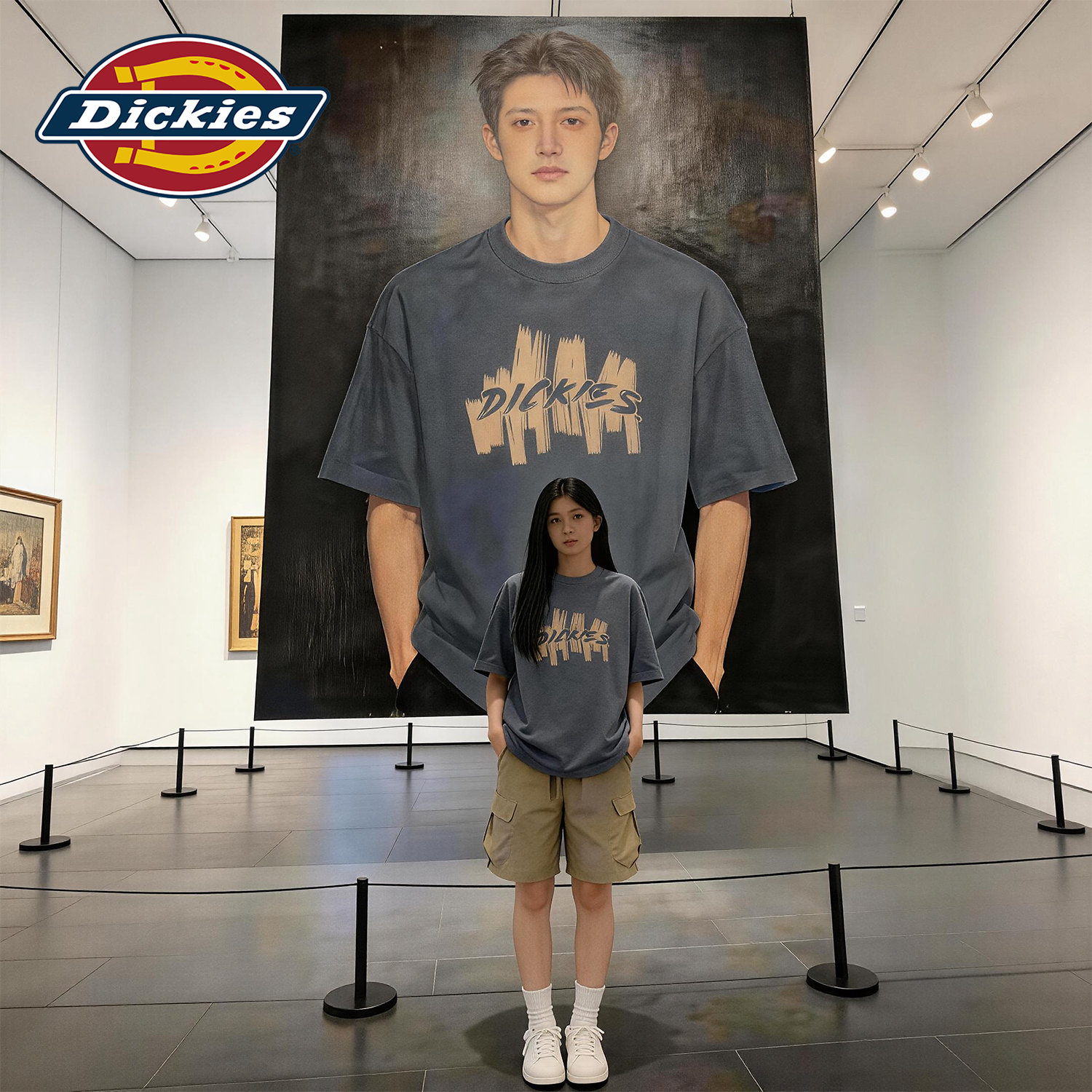 Dickies深灰色纯棉短袖T恤男款2026新款夏季美式潮流印花休闲体恤