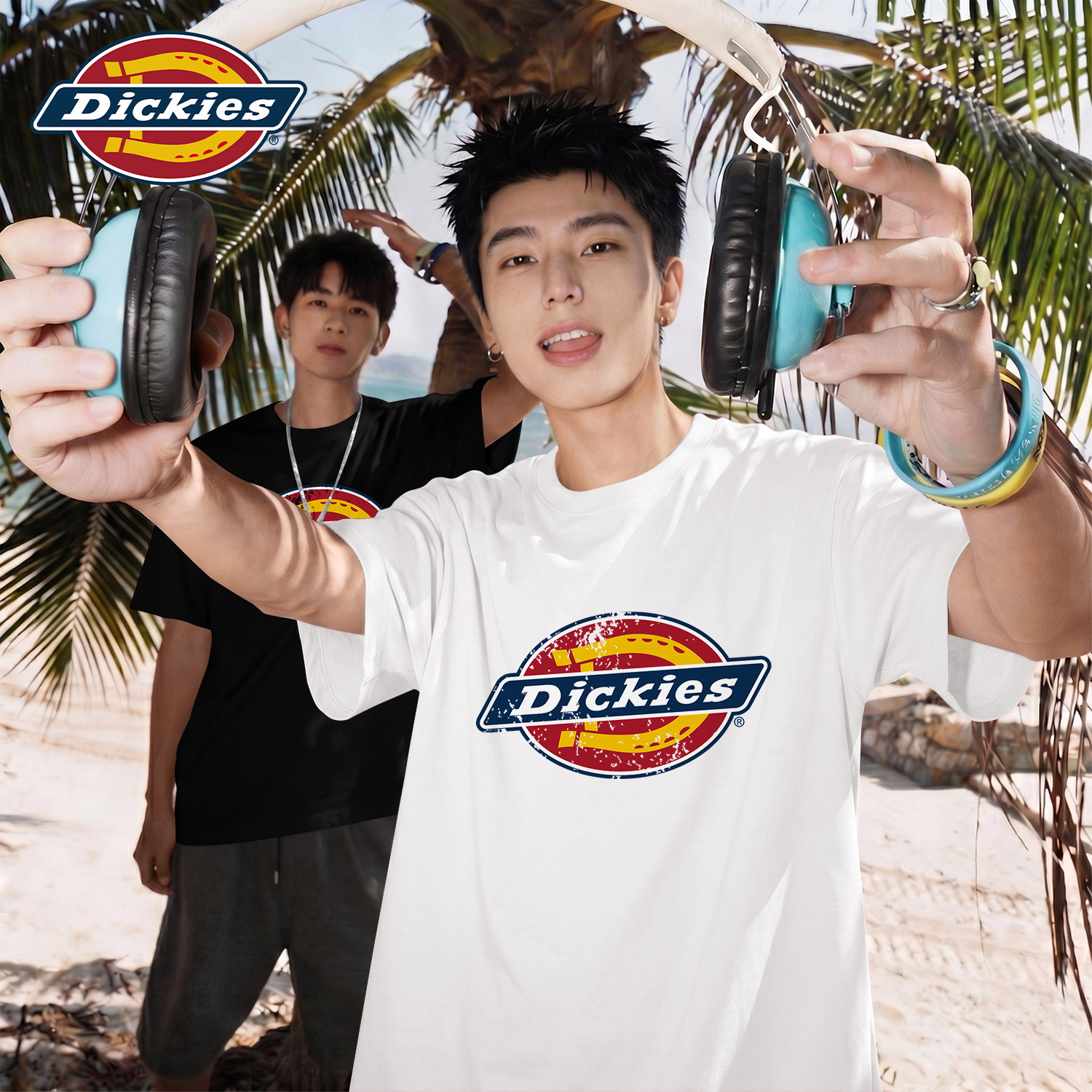 Dickies印花logo短袖T恤男生2026夏季新款纯棉透气休闲男生五分袖