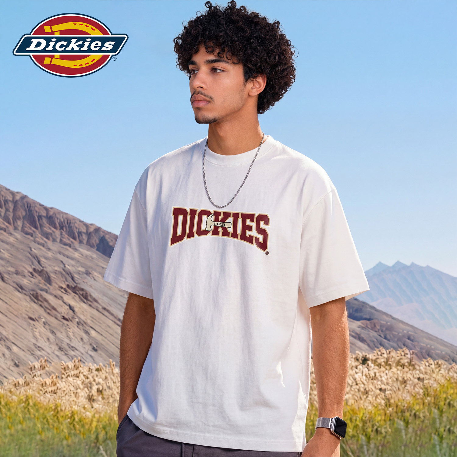 Dickies白色纯棉透气短袖t恤男生2026夏季新款圆领基础款百搭T恤