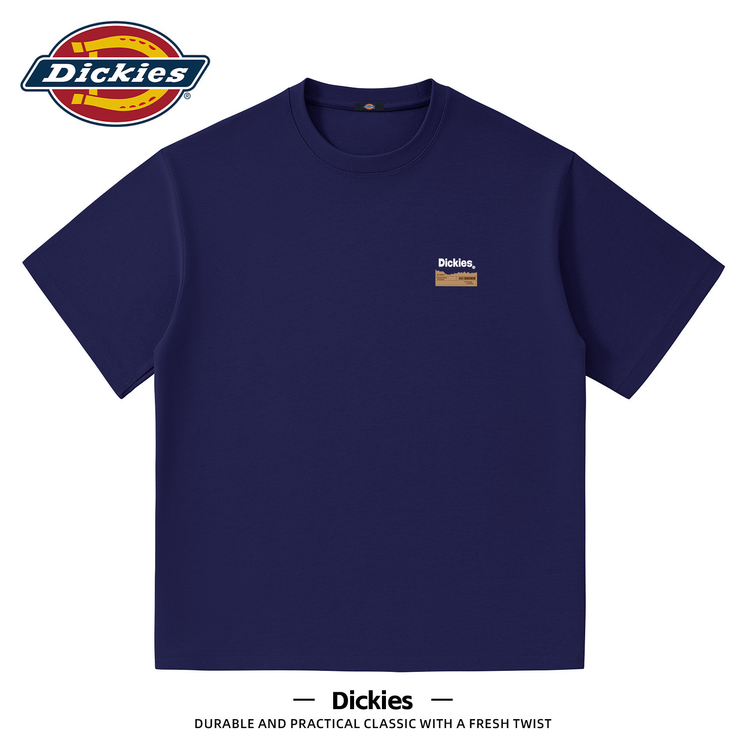 Dickies午夜蓝纯棉圆领短袖T恤男生2026夏季新款基础款口粮t恤衫