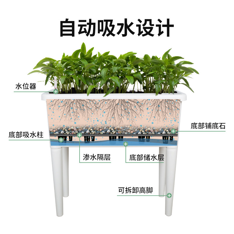阳台种菜盆高脚大号花盆2023新款长方形家庭种植箱户外顶楼蔬菜盆