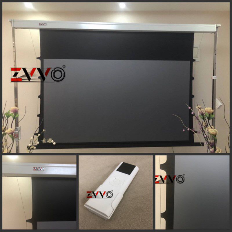 ZVVO100 120寸黑栅拉线电动幕布高清灰晶投影幕布黑晶抗光幕16 9