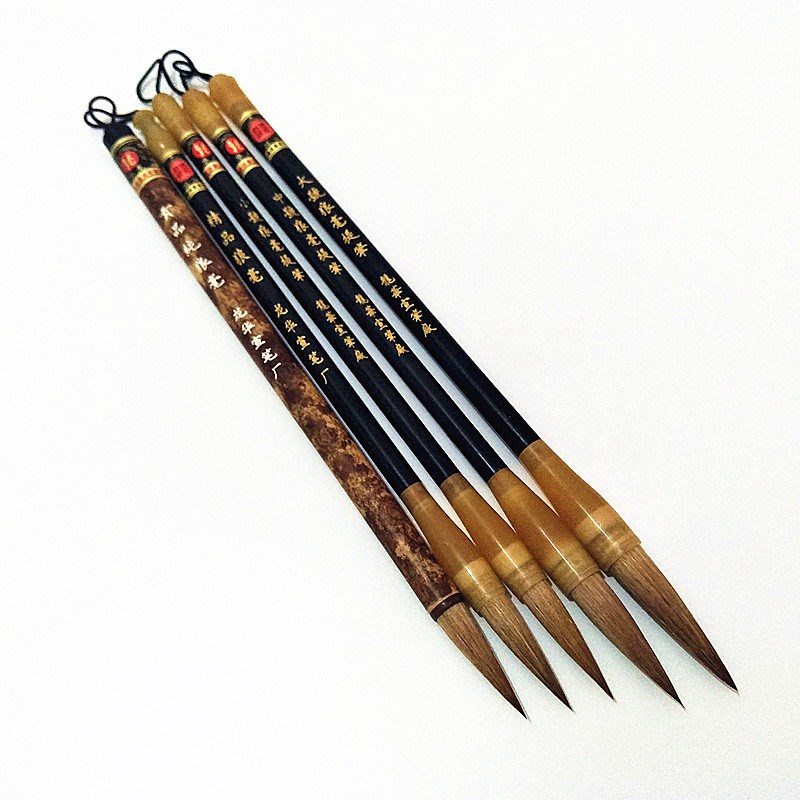 贡品纯狼毫毛笔初学者适用 安徽龙华宣笔厂出品 提笔硬毫笔书法国