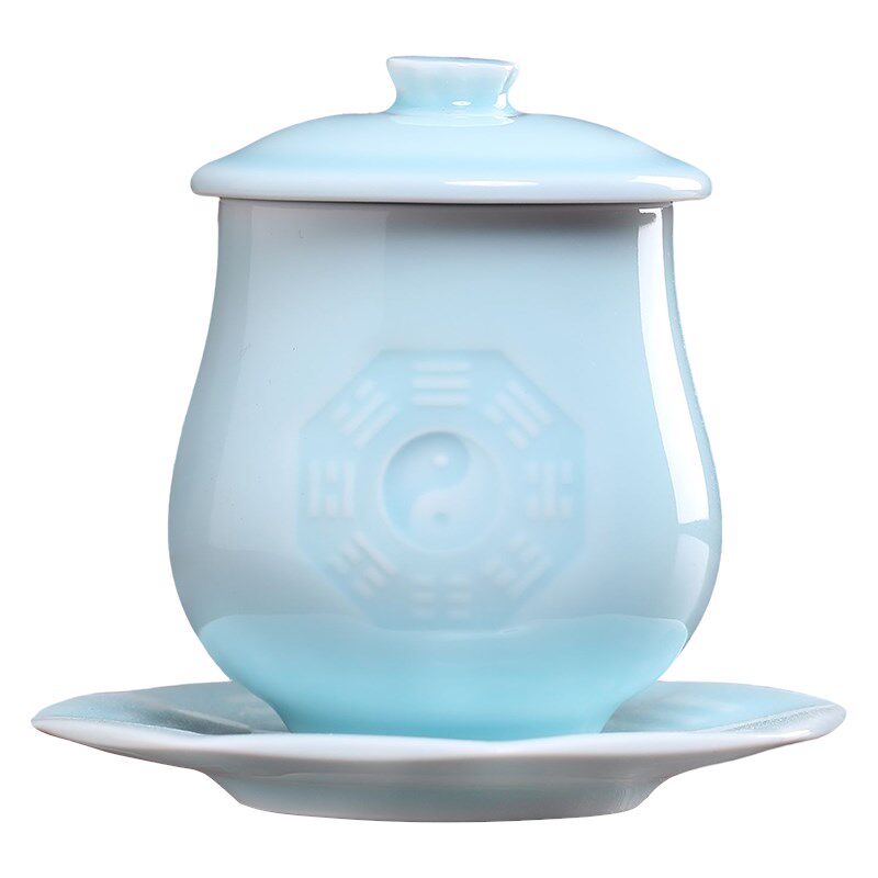 戴玉堂太极八卦供水杯贡杯净水杯供奉神像家用陶瓷供水杯圣水杯