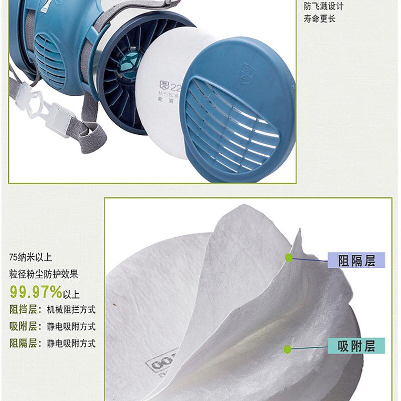 宝顺安面具2201滤芯KN100防尘面罩滤棉过滤纸防工业粉尘煤可更换