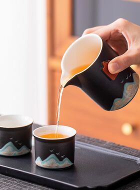 手绘陶瓷公道杯防烫功夫茶海单个家用高档茶具配件泡茶公杯分茶器