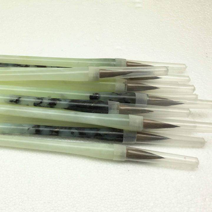 天然玉石毛笔岫玉水墨毛笔狼毫全玉款文房四宝兼豪中号笔产地礼盒
