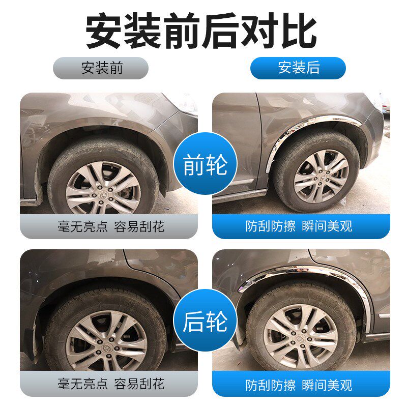 起亚改装不锈钢防撞轮眉饰条K2K3K5 KX5狮跑智跑焕驰佳乐防撞亮条