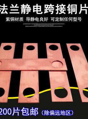 法兰静电跨接铜片铜排铜板防静电铜片跨接线加油站油库紫铜连接片
