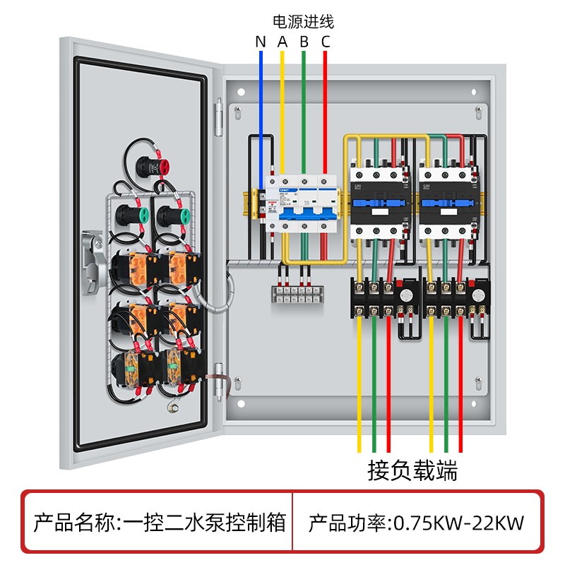 组装定制二路三路四路水泵控制箱室内380v三相排污泵控制柜配电箱