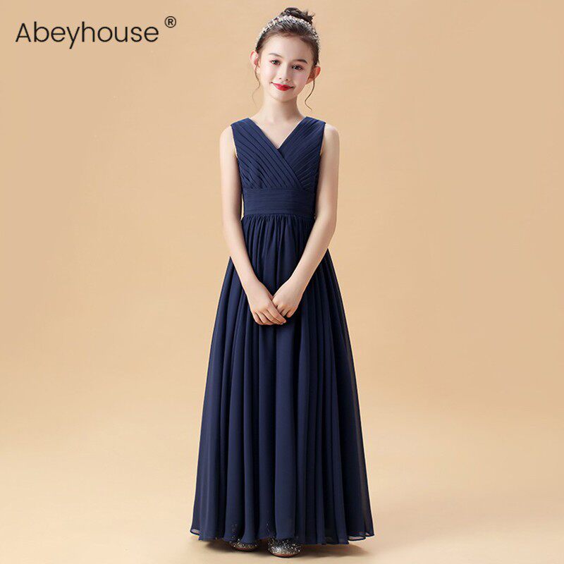 儿童晚礼服女童雪纺公主裙中大童长款钢琴演出服婚礼花童小伴娘裙