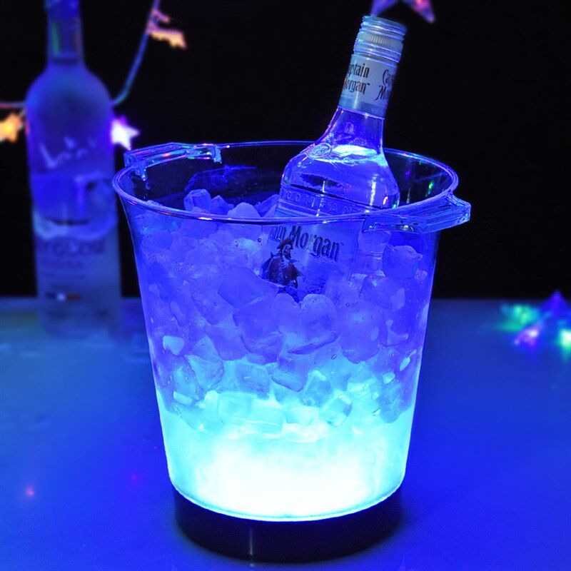 定制充电池酒吧透明led发光啤酒冰桶防摔香槟红酒圆形七彩冰桶