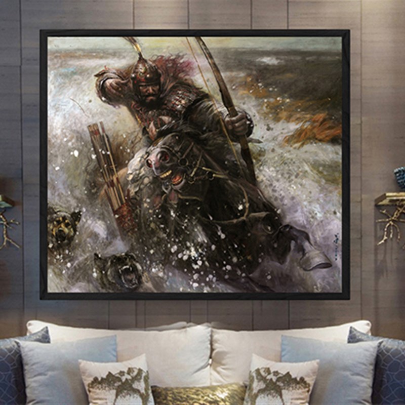 客厅玄关装饰画餐厅沙发背景墙壁画挂画王可伟中国古典将军油画