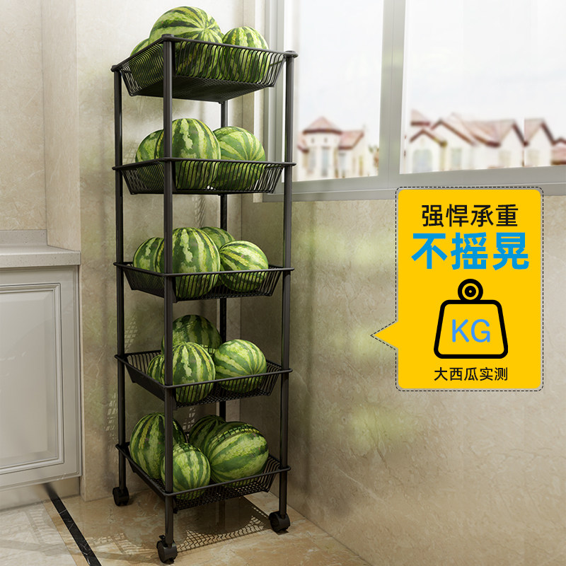 厨房置物架落地式放蔬菜水果收纳筐家用菜篮子可移动小推车带轮子