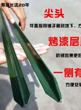 固定尖头柱子三角Y立柱防生锈绿色铁立柱实心立柱围网