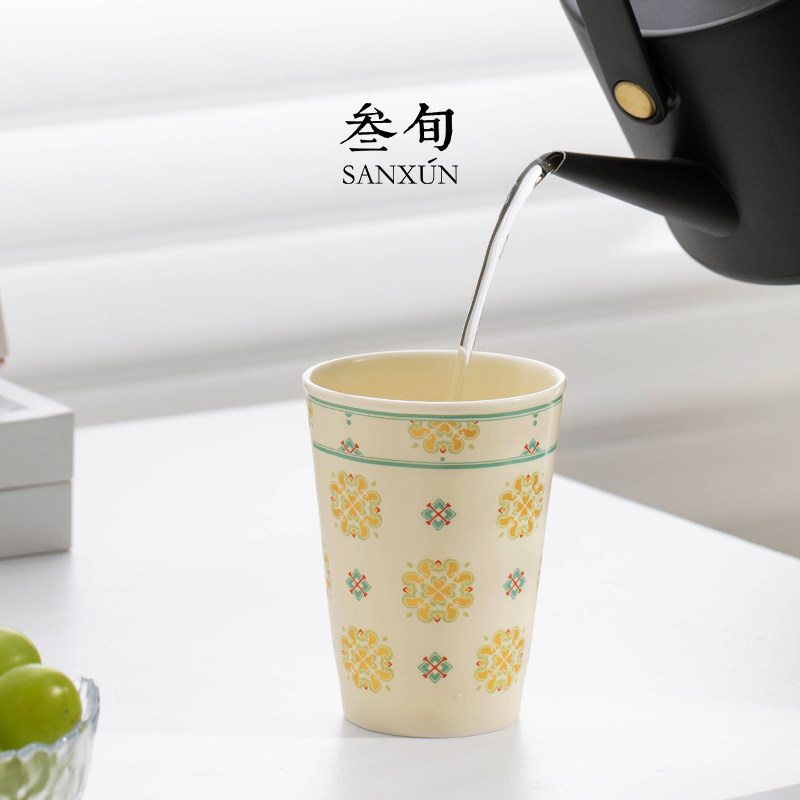 叁旬 知锦马克杯陶瓷家用喝水杯早餐杯办公室茶杯特别好看的杯子