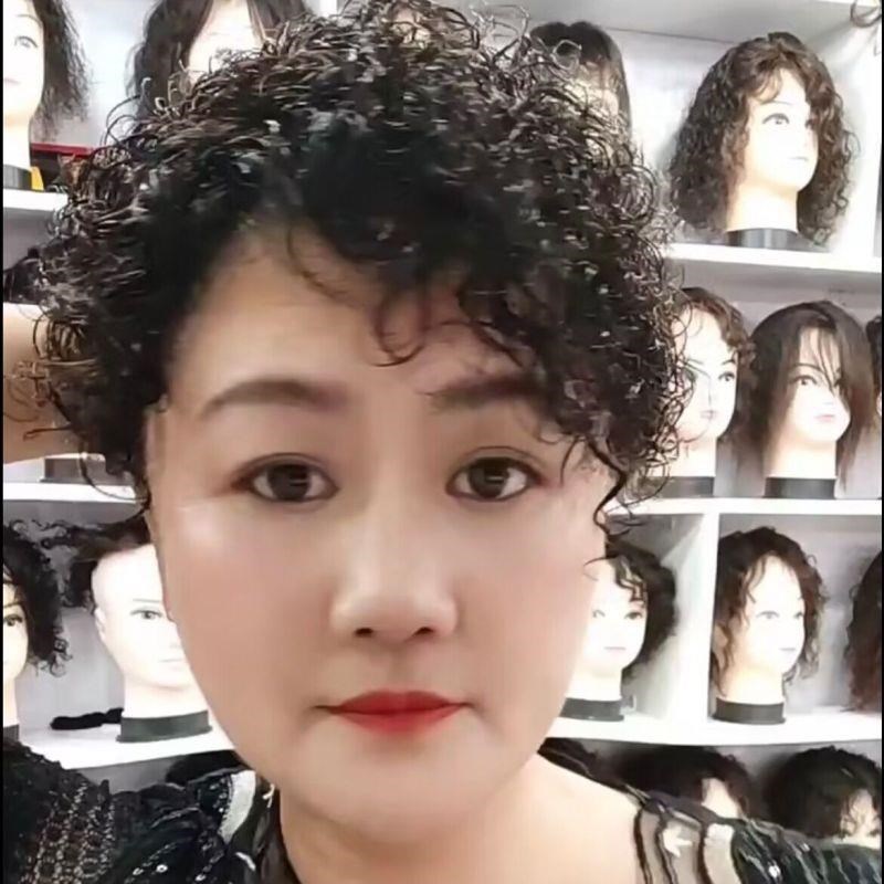 假发卷发小卷假发真头发羊毛卷可水洗额头蓬松假发片头顶中老年