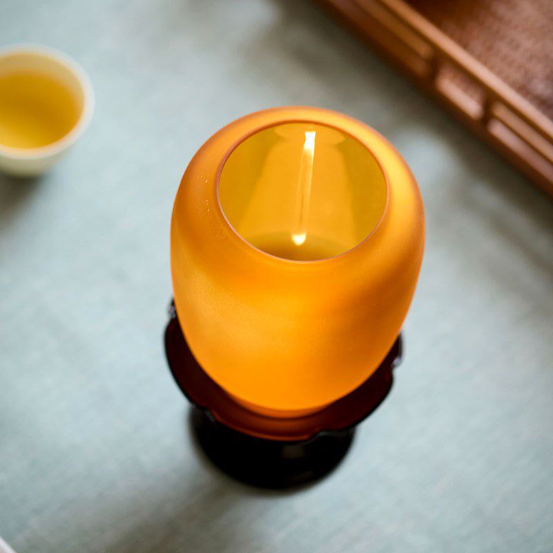玻璃空幻烛台玻璃罩茶道零配禅意蜡烛台玻璃底托茶空间蜡烛摆件