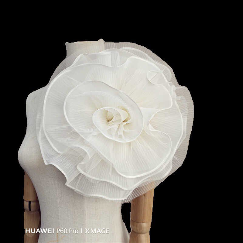 婚纱配饰压皱网纱花朵 手工花 浅香槟色女式西装婚纱礼服配饰花朵