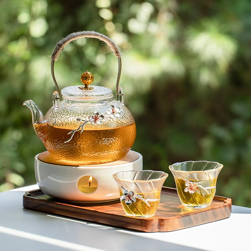 日式蜡烛温茶炉玻璃茶壶加热底座酒店餐厅泡花茶保温煮茶器家用