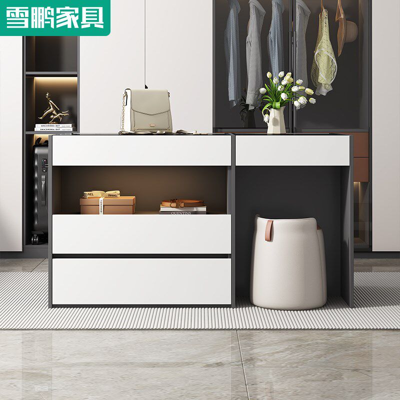简约衣帽间中岛台化妆柜斗柜抽屉一体首饰展示双面收纳储物柜6K27图片