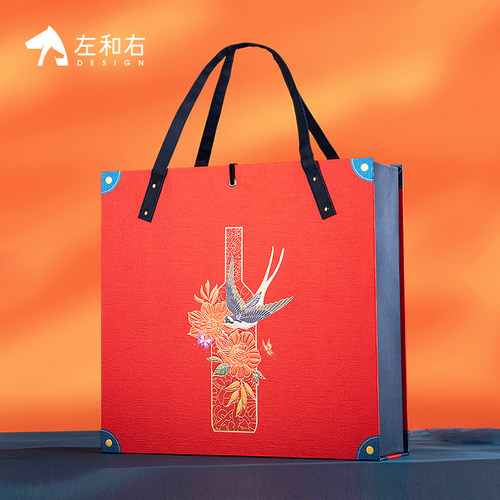 左和右包装红酒包装礼盒高档红酒礼盒空盒双支装皮盒带酒杯盒子