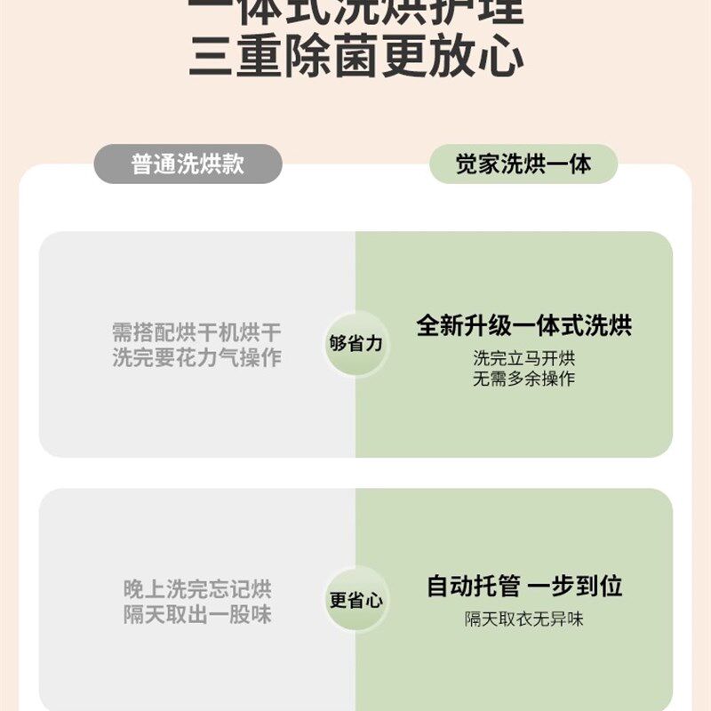 内衣专用迷你洗衣机 洗烘一体小型洗衣设备 高温杀菌洗袜机婴幼儿