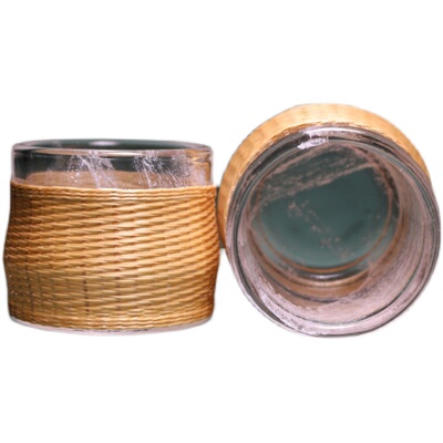 成都非遗特色手工艺竹编茶具瓷胎竹编无盖品茗杯竹丝扣瓷主人杯