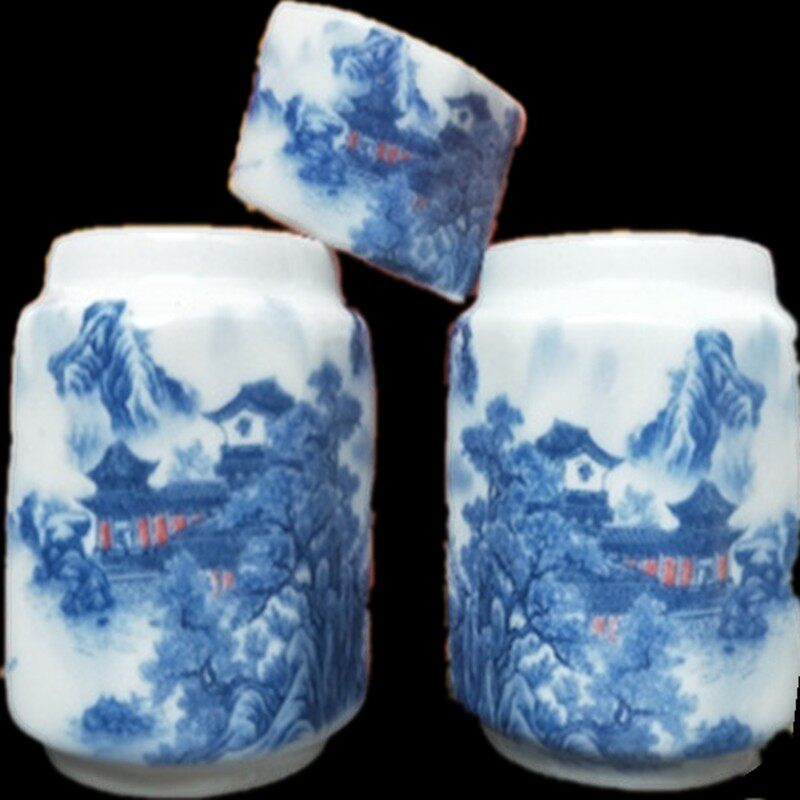 八角蜡嘴鸟食杯新款画眉竹鸡鸟食碗铜嘴鸟食罐配件景德镇陶瓷鸟缸