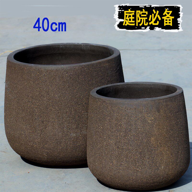 无釉透气落地粗陶罐超大号龙血树扇尾葵陶盆庭院盆景盆拉毛特大号