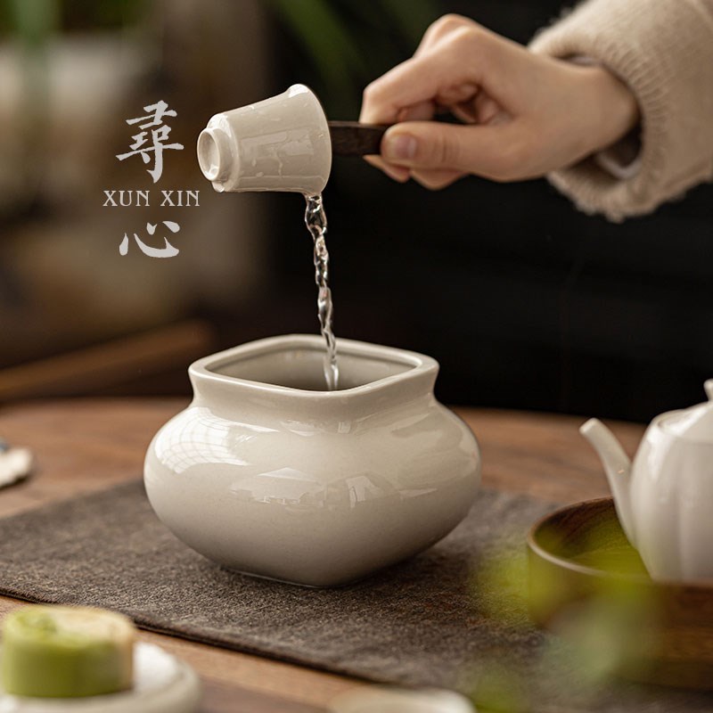 寻心草木灰家用茶洗茶渣缸水盂笔洗中式复古茶杯洗废水缸茶道配件