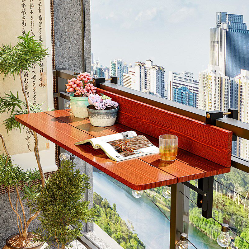 阳台栏杆挂桌户外悬挂可折叠桌小户型家用护栏创意实木休闲吧台桌