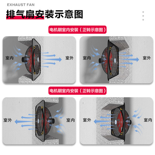排气扇化妆室油烟机换气扇强力排烟静音排风机家用厨房窗式排风扇