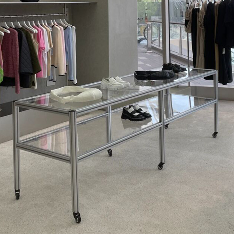服装店展示架落地式陈列架不锈钢流水台中岛摆台置物架女装店展台