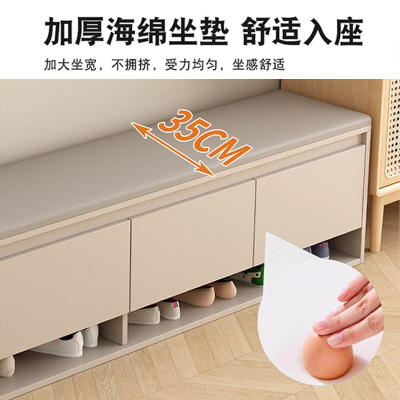 实木换鞋凳家用门口入户可坐鞋柜坐凳一体软包凳子轻奢进门穿鞋凳