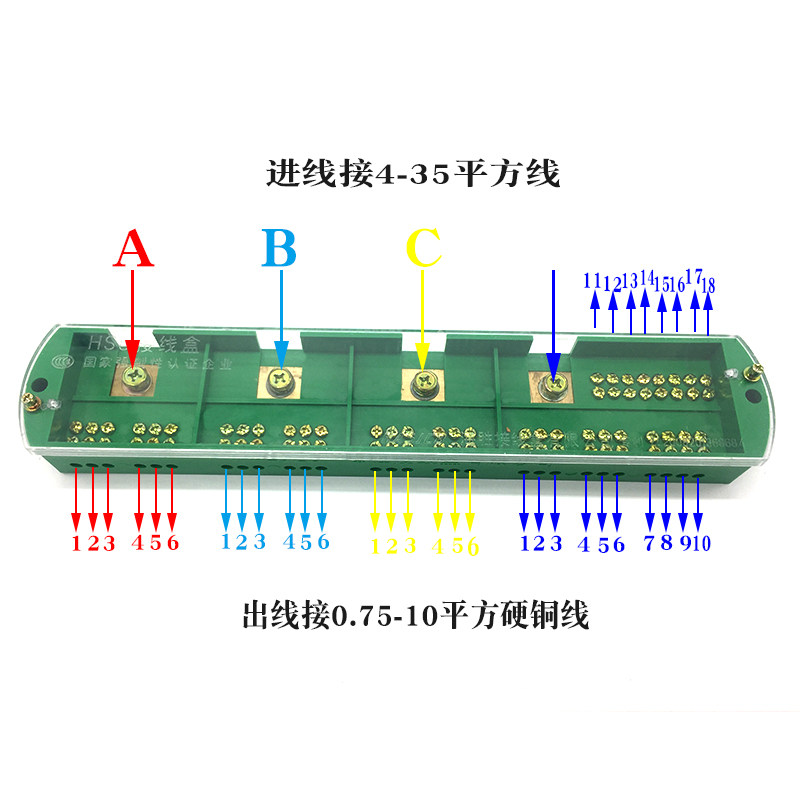 包邮电表箱三相四线十八表户接线盒接线端子台380v转换220v分理线
