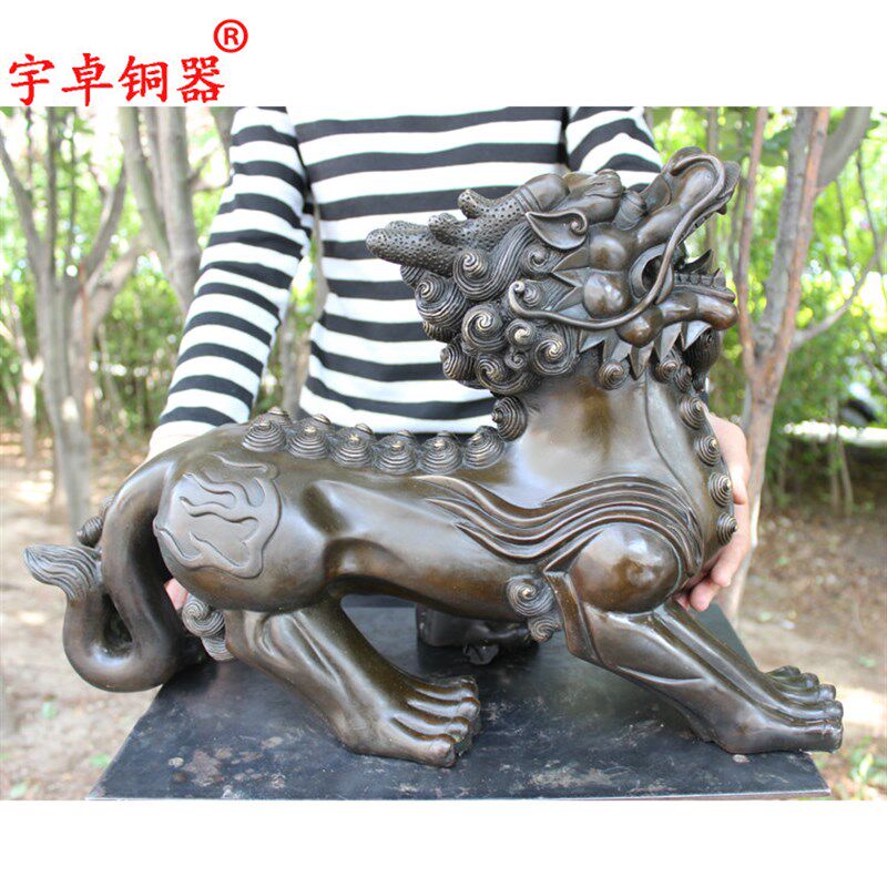 宇卓铜器 纯铜貔貅 黄铜貔貅 铜皮丘 双角貔貅 铜工艺品摆件